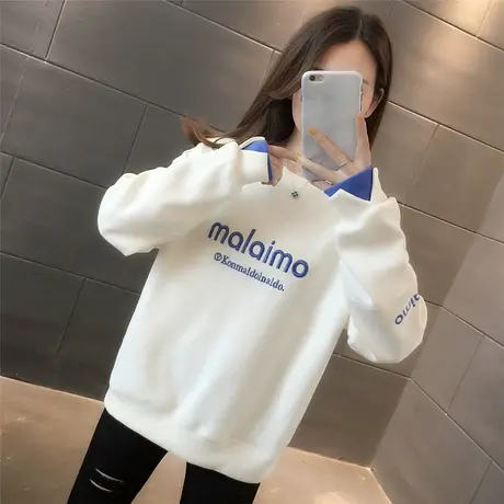 卫衣女秋冬季韩版宽松大码加绒加厚设计感小众假两件上衣服外套潮商品大图
