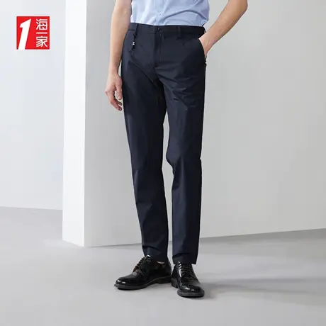 海一家轻薄透气长裤2023夏季新款舒适中腰简约男士休闲裤商品大图