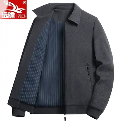 爸爸外套春秋款翻领2023新款秋季中老年男士夹克休闲百搭秋装上衣商品大图