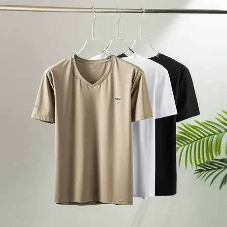 青年运动短袖T恤2023夏季薄款透气速干冰丝圆领上衣半截袖休闲男图片