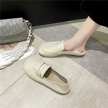 一脚蹬软底豆豆鞋女2023春秋新款开车单鞋方头休闲百搭上班工作鞋商品大图