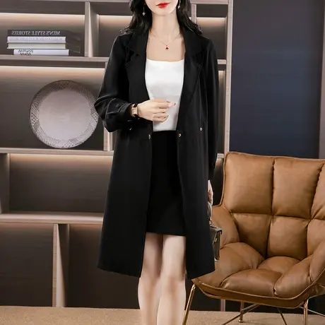 2024新款胖mm显瘦小蛮腰风衣外套春秋装显瘦遮肉减龄气质大码女装商品大图
