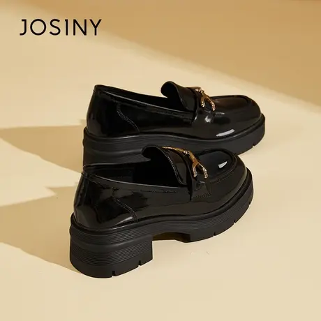 Josiny/卓诗尼马衔扣乐福鞋女2024新款春季厚底松糕英伦风小皮鞋商品大图