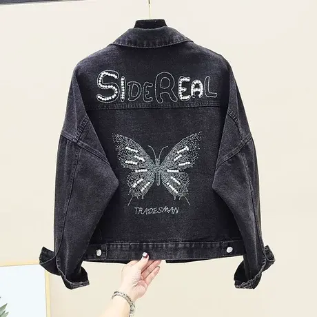 2023年春秋牛仔外套女短款宽松bf韩版学院风夹克学生网红褂子上衣图片