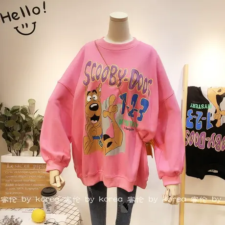 韩国东大门宽松大版卫衣2020秋季chic慵懒休闲显瘦遮肉卫衣大码女图片