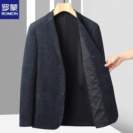 罗蒙男士秋冬新款时尚爆款针织西服外套中青年商务休闲单件小西装图片