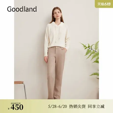 Goodland美地秋季卡其色长裤呢绒百搭西装休闲裤商品大图