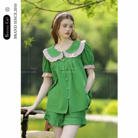 Bananagirl【抗菌】睡衣女夏薄短袖女三件套可爱少女家居服新款女商品大图