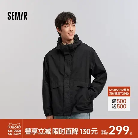[商场同款]森马牛仔外套男轻复古2025春新款夹克宽松连帽上衣时尚图片
