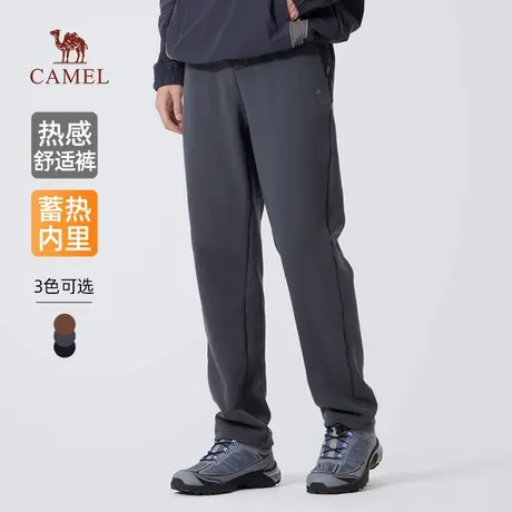 骆驼男装直筒休闲裤男士2025新款冬季摇粒绒加绒保暖弹力长裤子商品大图