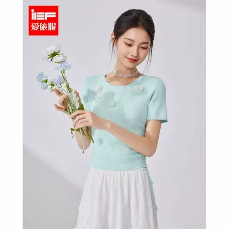 IEF/爱依服2025夏季新款法式小清新温柔淑女气质修身百搭毛织上衣商品大图