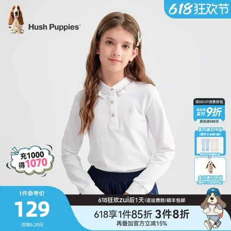 暇步士童装女童长袖T恤春秋装新款中大童甜美polo衫儿童弹力上衣商品大图