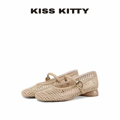 KISSKITTY2025年新款夏季法式气质渔网鞋通勤芭蕾单鞋女玛丽珍鞋图片