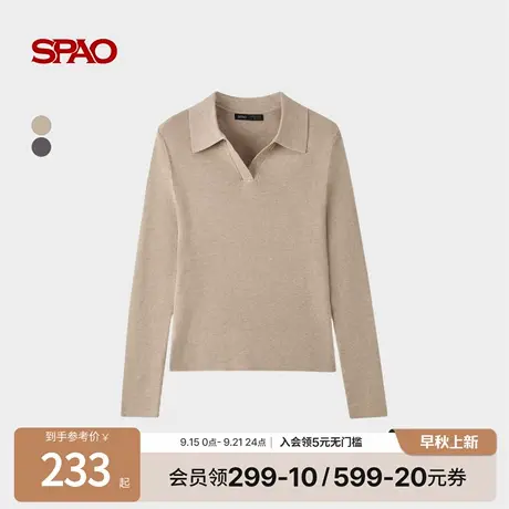 SPAO韩国同款2025年秋季新品基础日常纯色长袖Polo领针织衫商品大图