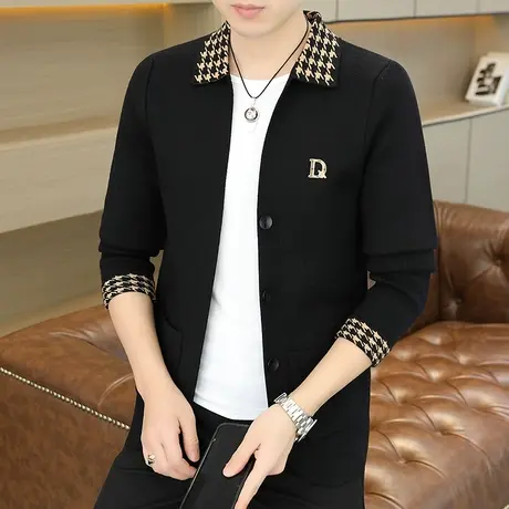 2023春秋季休闲针织开衫外套男士新款潮流百搭外穿毛衣男上衣服图片