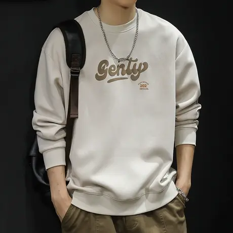 潮牌卫衣男秋冬款圆领男款重磅印花百搭衣服秋季2023新款长袖大码商品大图