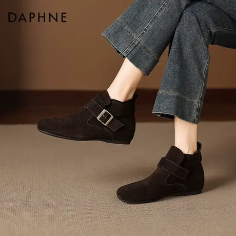 达芙妮内增高咖色勃肯小短靴2026新款女款早秋冬季加绒马丁女靴子商品大图