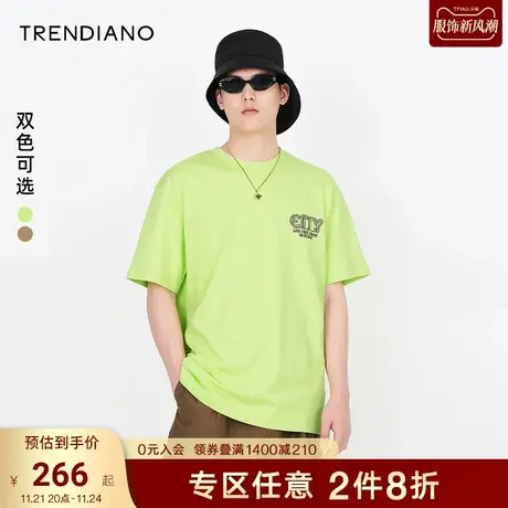 TRENDIANO官方潮牌春夏季新款男装短袖时尚复古印花圆领体恤t恤图片