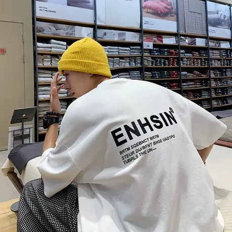 夏装新款美式印花短袖t恤男2024年潮流薄款cleanfit休闲内搭半袖商品大图