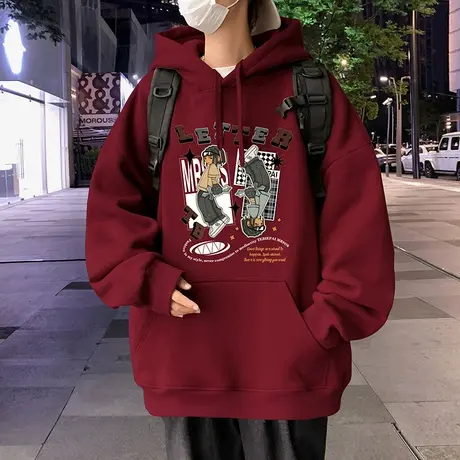 纯棉卫衣男春秋季新款连帽上衣帽衫情侣潮流小众高街宽松休闲外套图片