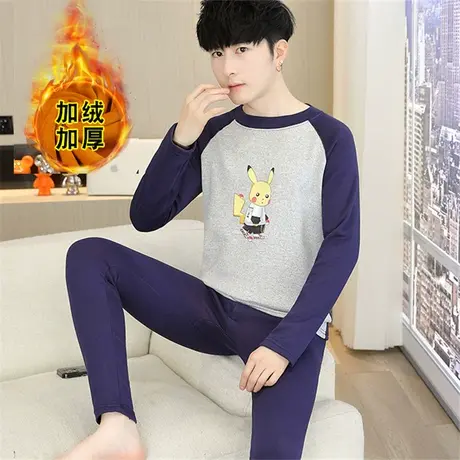 保暖内衣男加绒初中高中学生棉感青少年加厚秋衣秋裤学生冬季套装商品大图