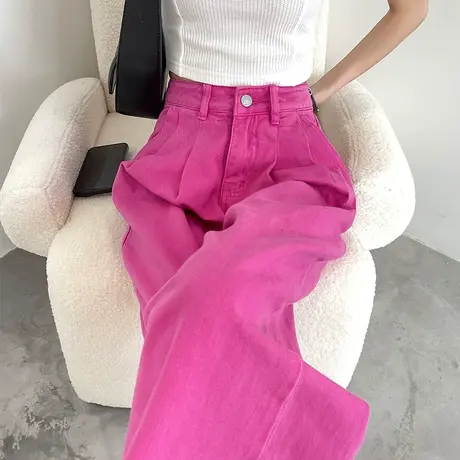 阔腿牛仔裤女春秋新款高腰显瘦宽松大码胖mm梨形身材直筒长裤子潮图片