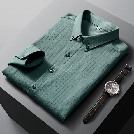 2023春秋新款衬衫男长袖韩版高端感衬衣免烫丝光商务休闲衫男潮流商品大图