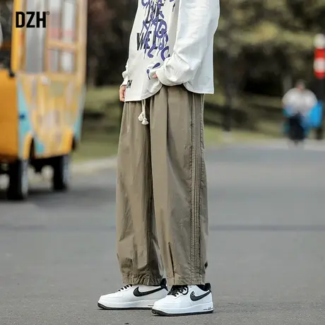 男生日系直筒军绿色工装裤男潮牌痞帅宽松运动裤2023新款秋季男裤商品大图