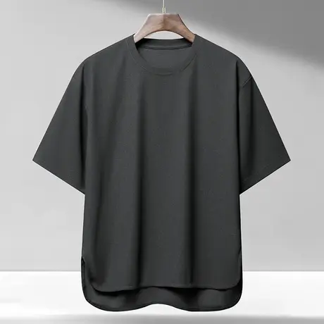 男士夏季2023新款时尚冰丝短袖t恤潮流半袖体恤宽松大版男生上衣商品大图