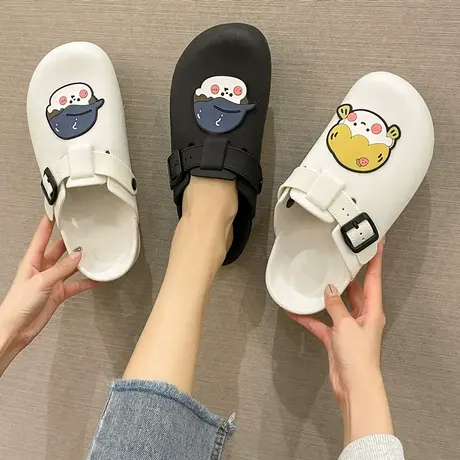 洞洞鞋女ins潮护士防滑2025年夏季新款可爱平底沙滩包头半凉拖鞋图片