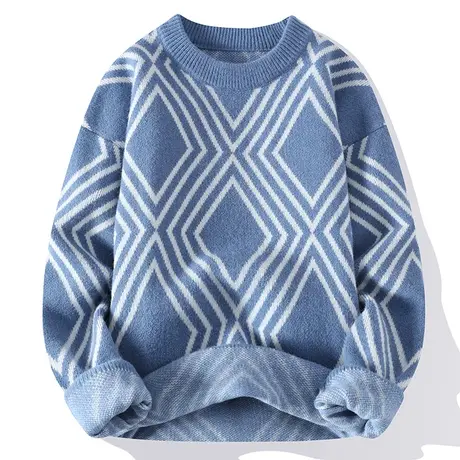 加厚毛衣男秋冬季韩版潮流时尚休闲圆领长袖打底针织衫毛线衣男装商品大图