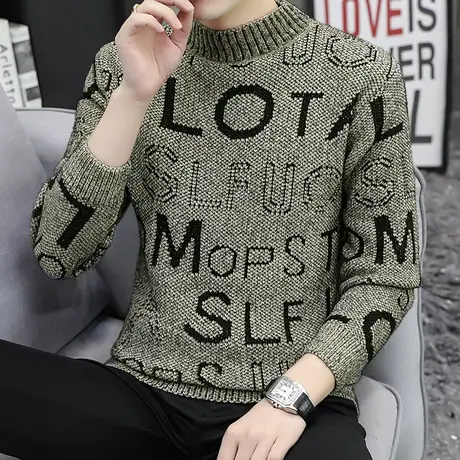 青少年毛衣男春秋装薄款上衣韩版针织衫潮流男装秋季内搭线衫秋衣商品大图