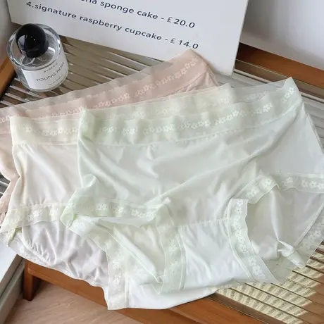 飘飞冰丝~法式蕾丝柔软无痕内裤抑菌全棉裆女速干打底短裤夏薄款商品大图