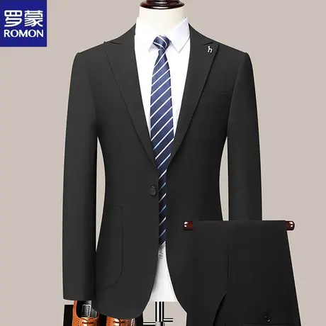 罗蒙西服套装男士韩版修身商务职业正装小西装男外套新郎结婚礼服图片