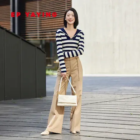 [唐嫣同款]EP雅莹女装 美利奴羊毛条纹针织海魂衫 2023秋冬9529A商品大图