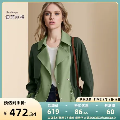 迪菲丽格高级感短款风衣女秋季2023年新款撞色洋气小个子外套上衣图片
