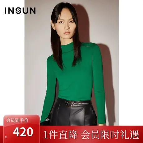 恩裳COVER秋季时尚优雅修身打底衫前后两穿羊毛针织衫女图片