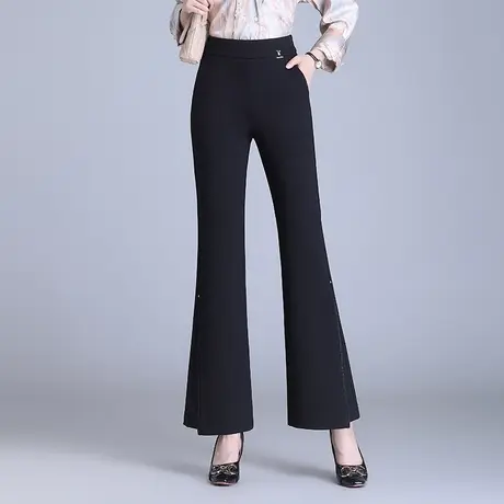 气质黑色长裤喇叭裤女秋季2023新款高腰显瘦微喇西装裤垂感休闲裤图片