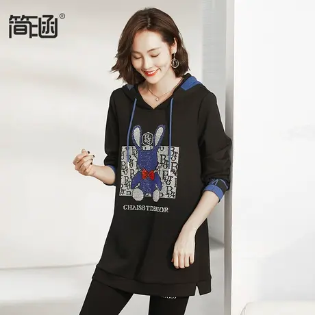 大码女装新款高端轻奢春秋卫衣显瘦春季遮肚子遮胯简涵胖mm连衣裙图片