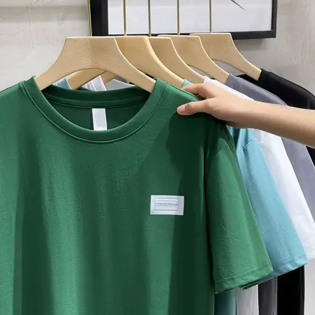 冰丝爽棉春夏季短袖T恤男潮牌印花宽松半袖印花体恤薄款打底衫男商品大图