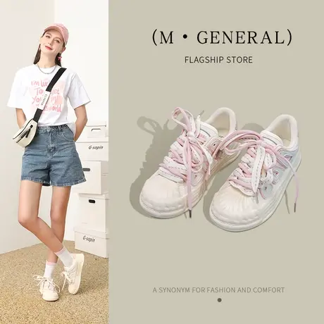 名将贝壳头溶解鞋子女厚底2023新款夏百搭高级感小白鞋运动休闲鞋图片