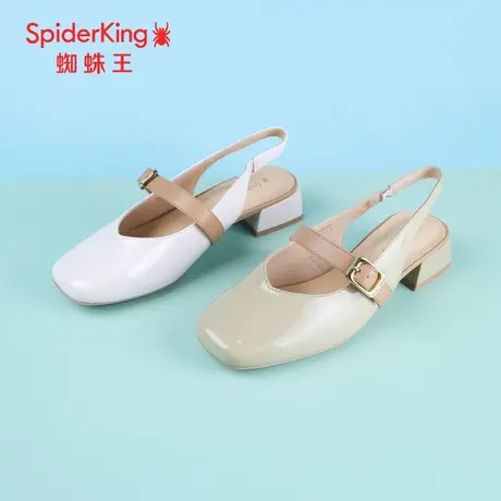 SPIDER KING/蜘蛛王凉鞋女2024夏商场新款包头法式休闲后空粗跟图片