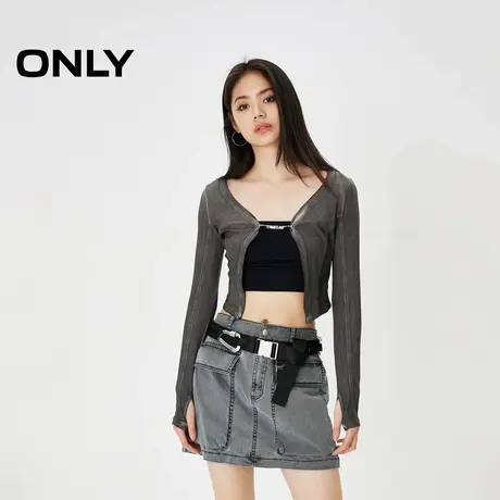 ONLY夏季休闲百搭修身拼接长袖开衫纯棉T恤女|124102021商品大图