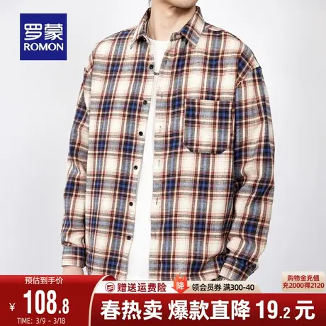罗蒙男士休闲格子衬衫2024春季新款商务工装易打理时尚长袖衬衣男商品大图