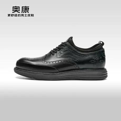 【运动皮鞋】奥康男鞋春秋款时尚皮鞋男布洛克鞋门店发货松紧带图片