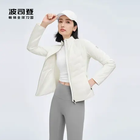 波司登2023秋高端轻暖鹅绒蓄热内里舒弹修身气质立领短款羽绒服女商品大图