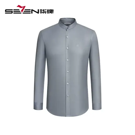 【商场同款】柒牌立领衬衫男2023秋冬新款商务休闲中青年长袖衬衣商品大图