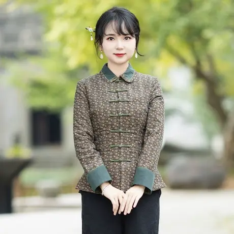 筠雅冬季新款唐装女中国风年轻款棉袄加厚保暖中式女装外套23J679商品大图
