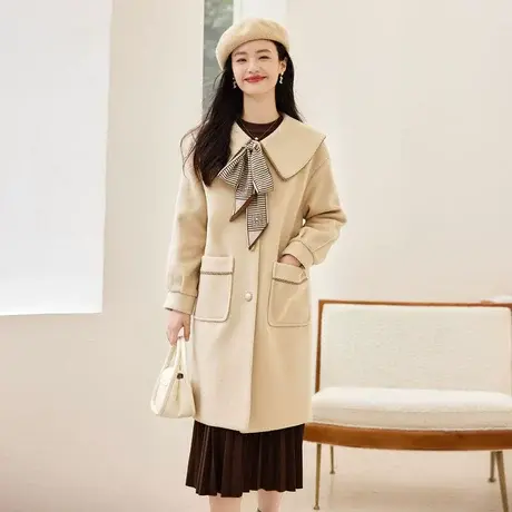 时尚气质长款毛呢大衣商品大图