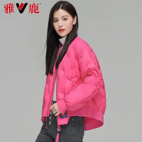 雅鹿羽绒服女短款2022冬季新款小个子休闲宽松时尚百搭立领短外套商品大图